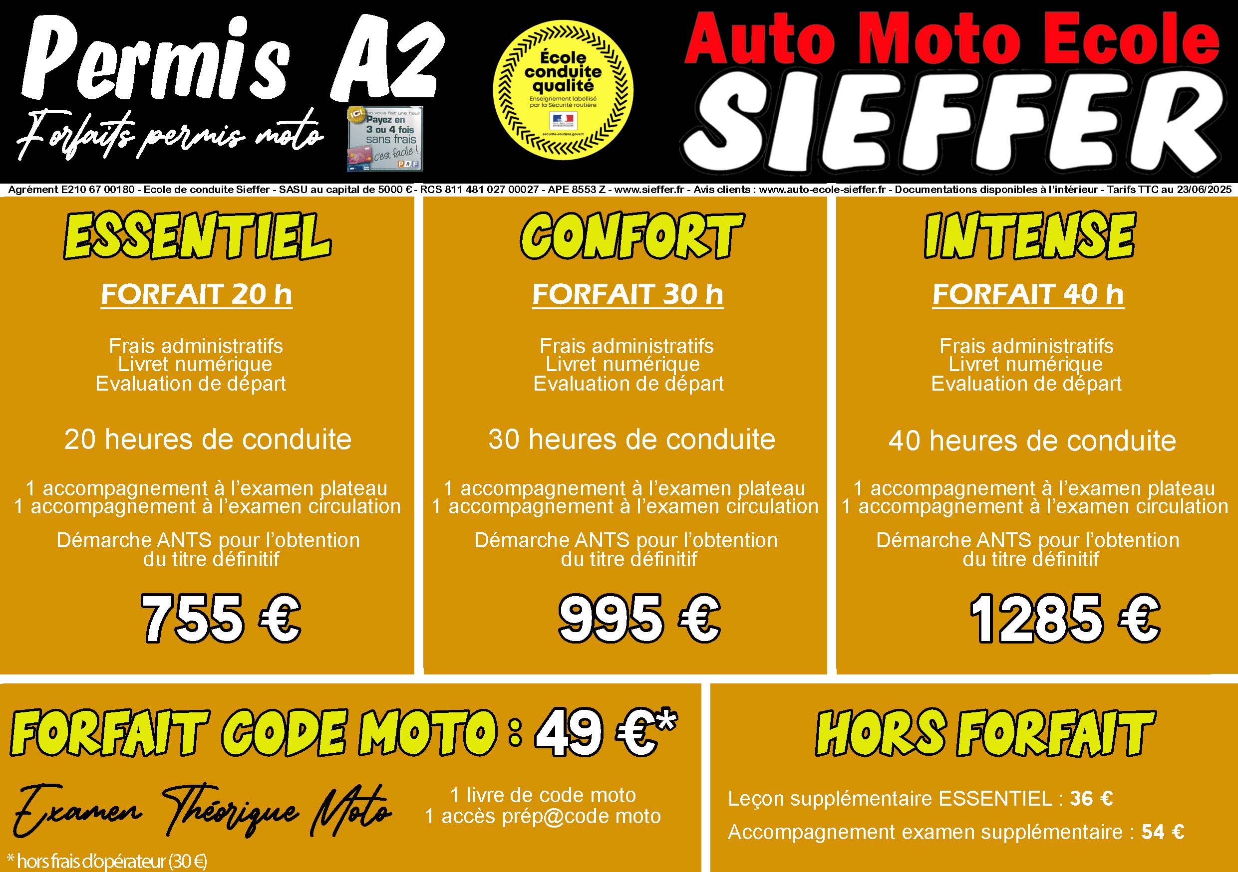 tarif moto